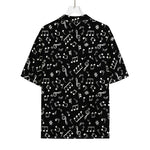 Black And White Music Note Pattern Print Rayon Hawaiian Shirt