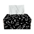 Black And White Music Note Pattern Print Rectangle Tissue Box Cover