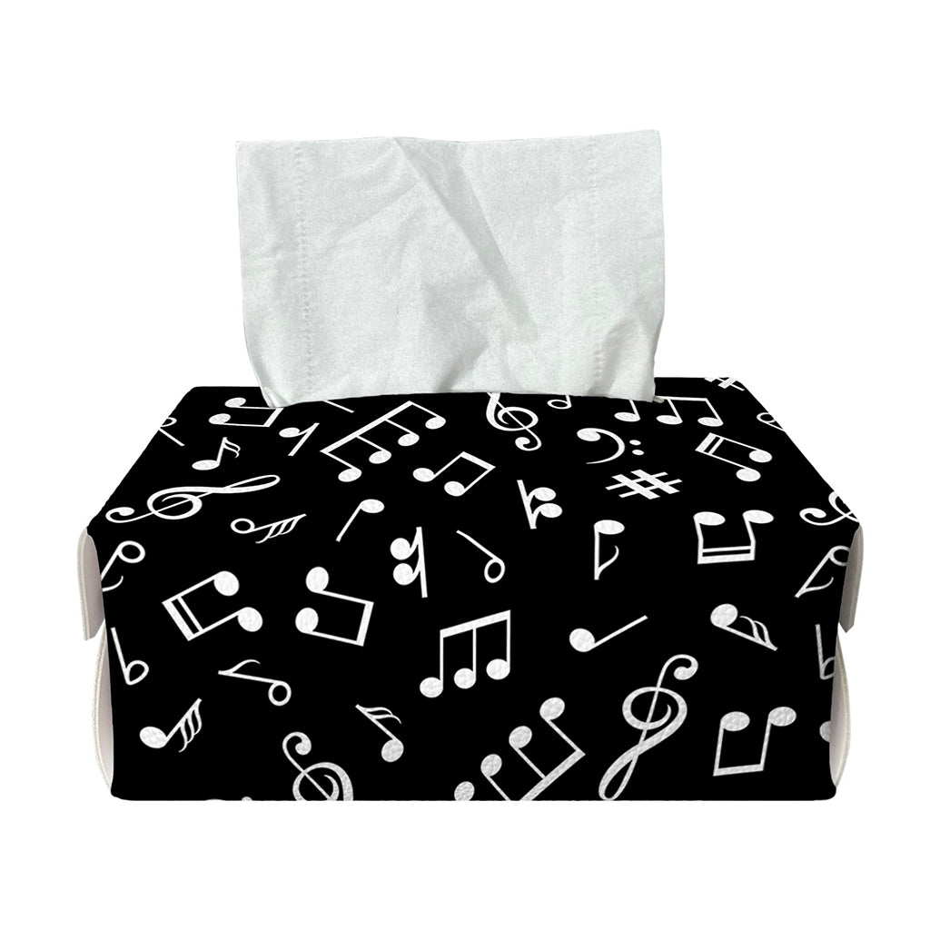 Black And White Music Note Pattern Print Rectangle Tissue Box Cover
