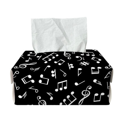 Black And White Music Note Pattern Print Rectangle Tissue Box Cover