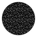 Black And White Music Note Pattern Print Round Floor Mat