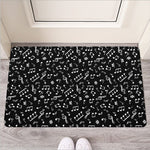 Black And White Music Note Pattern Print Rubber Doormat