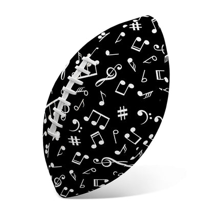 Black And White Music Note Pattern Print Rugby Ball