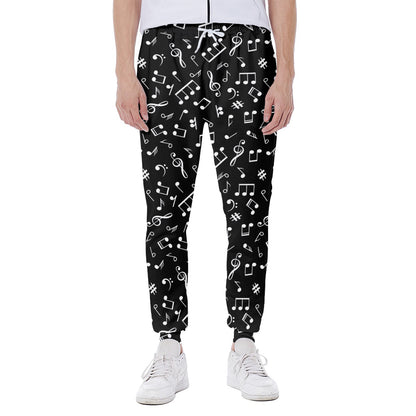 Black And White Music Note Pattern Print Scuba Joggers