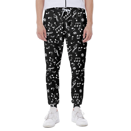 Black And White Music Note Pattern Print Scuba Joggers