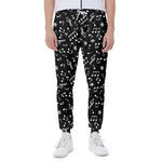 Black And White Music Note Pattern Print Scuba Joggers