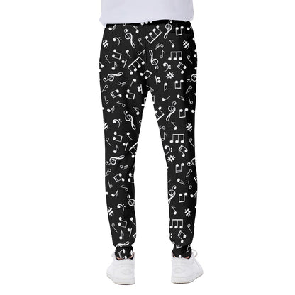 Black And White Music Note Pattern Print Scuba Joggers