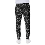 Black And White Music Note Pattern Print Scuba Joggers