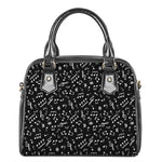 Black And White Music Note Pattern Print Shoulder Handbag