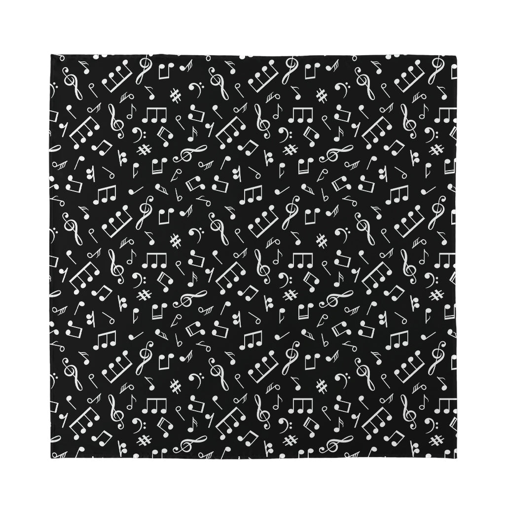 Black And White Music Note Pattern Print Silk Bandana