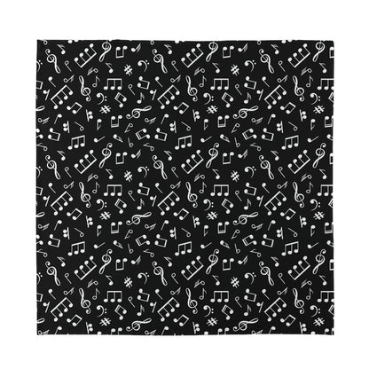Black And White Music Note Pattern Print Silk Bandana