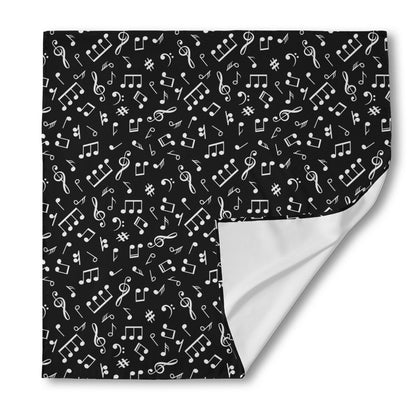 Black And White Music Note Pattern Print Silk Bandana