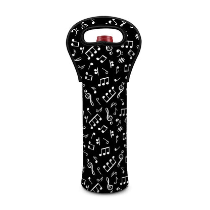 Black And White Music Note Pattern Print Single Neoprene Wine Tote