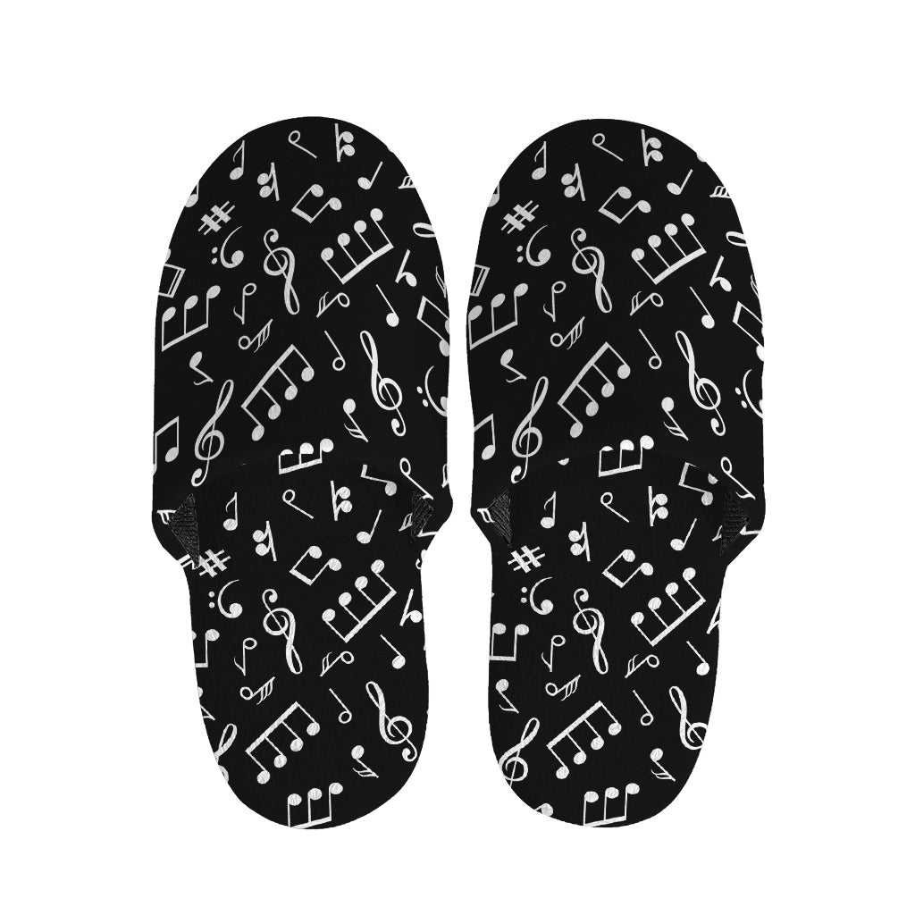 Black And White Music Note Pattern Print Slippers