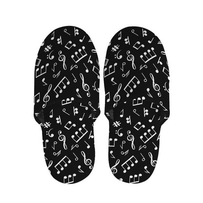 Black And White Music Note Pattern Print Slippers