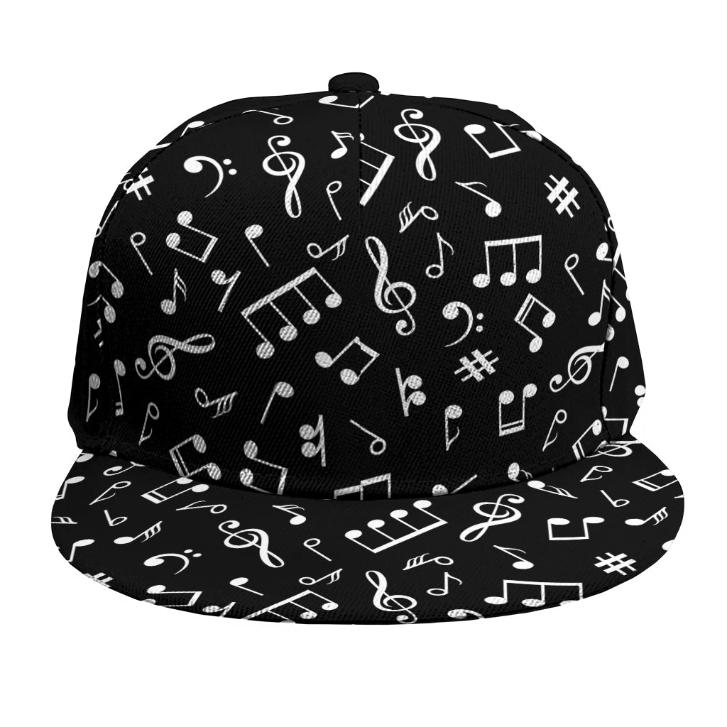 Black And White Music Note Pattern Print Snapback Cap