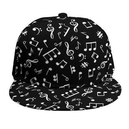Black And White Music Note Pattern Print Snapback Cap