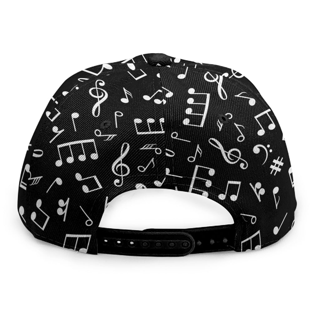 Black And White Music Note Pattern Print Snapback Cap