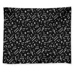 Black And White Music Note Pattern Print Tapestry