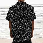 Black And White Music Note Pattern Print Textured Short Sleeve Shirt