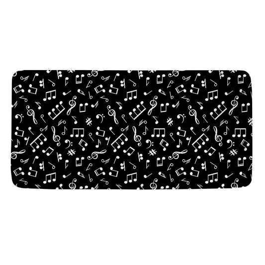 Black And White Music Note Pattern Print Towel