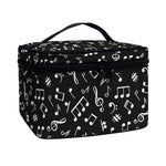 Black And White Music Note Pattern Print Travel Makeup Bag