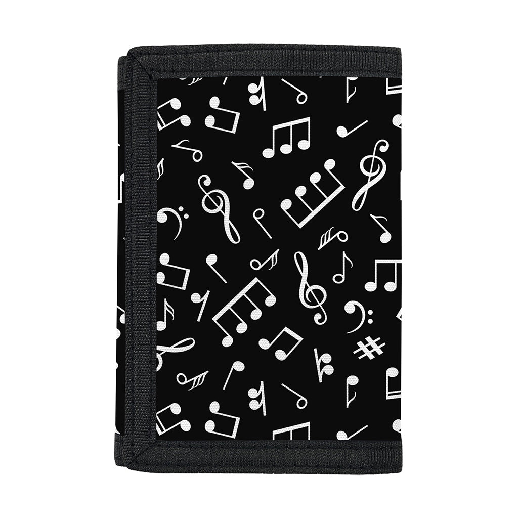 Black And White Music Note Pattern Print Trifold Wallet