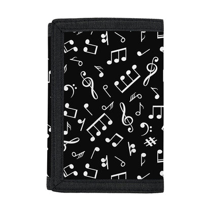 Black And White Music Note Pattern Print Trifold Wallet
