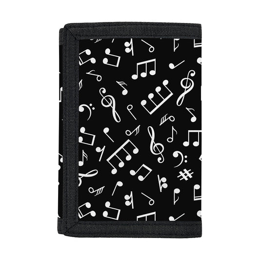 Black And White Music Note Pattern Print Trifold Wallet