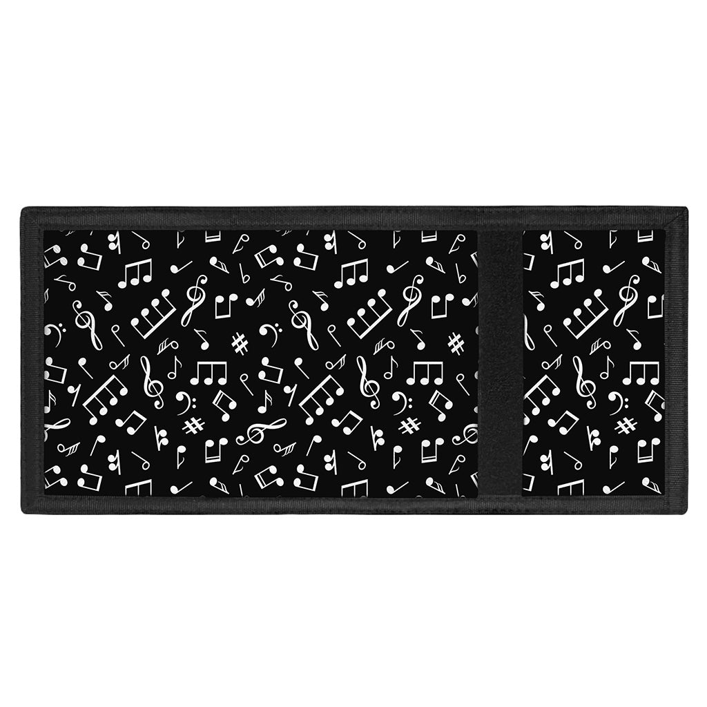 Black And White Music Note Pattern Print Trifold Wallet