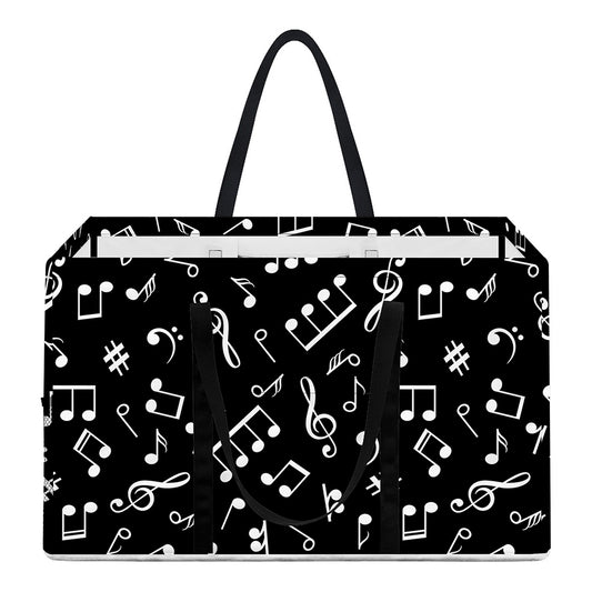 Black And White Music Note Pattern Print Utility Tote Bag