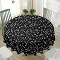 Black And White Music Note Pattern Print Waterproof Round Tablecloth