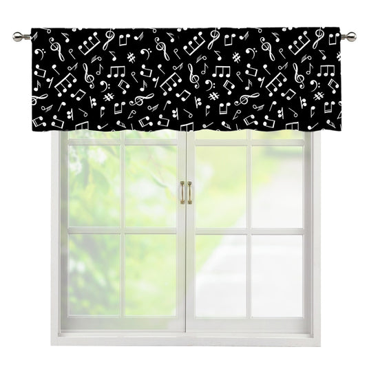 Black And White Music Note Pattern Print Window Valance