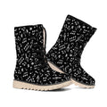 Black And White Music Note Pattern Print Winter Boots