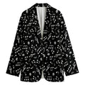 Black And White Music Note Pattern Print Women's Cotton Blazer