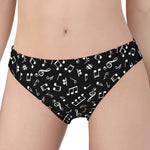Black And White Music Note Pattern Print Women's Panties
