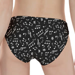 Black And White Music Note Pattern Print Women's Panties
