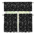 Black And White Mystic Wicca Print 3 Piece Kitchen Curtains