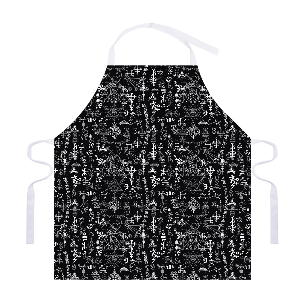 Black And White Mystic Wicca Print Adjustable Apron