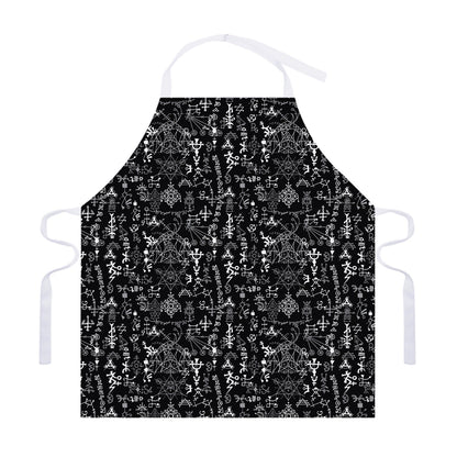 Black And White Mystic Wicca Print Adjustable Apron
