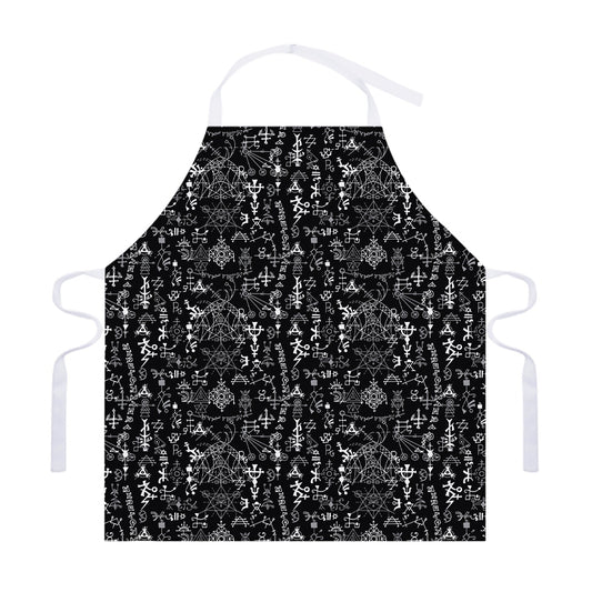 Black And White Mystic Wicca Print Adjustable Apron
