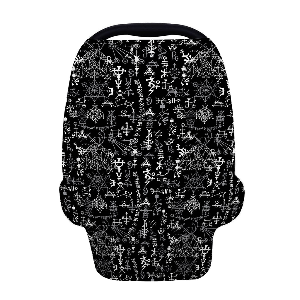 Black And White Mystic Wicca Print Baby Seat Cover