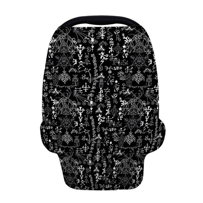 Black And White Mystic Wicca Print Baby Seat Cover