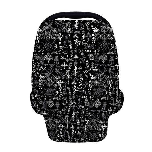 Black And White Mystic Wicca Print Baby Seat Cover