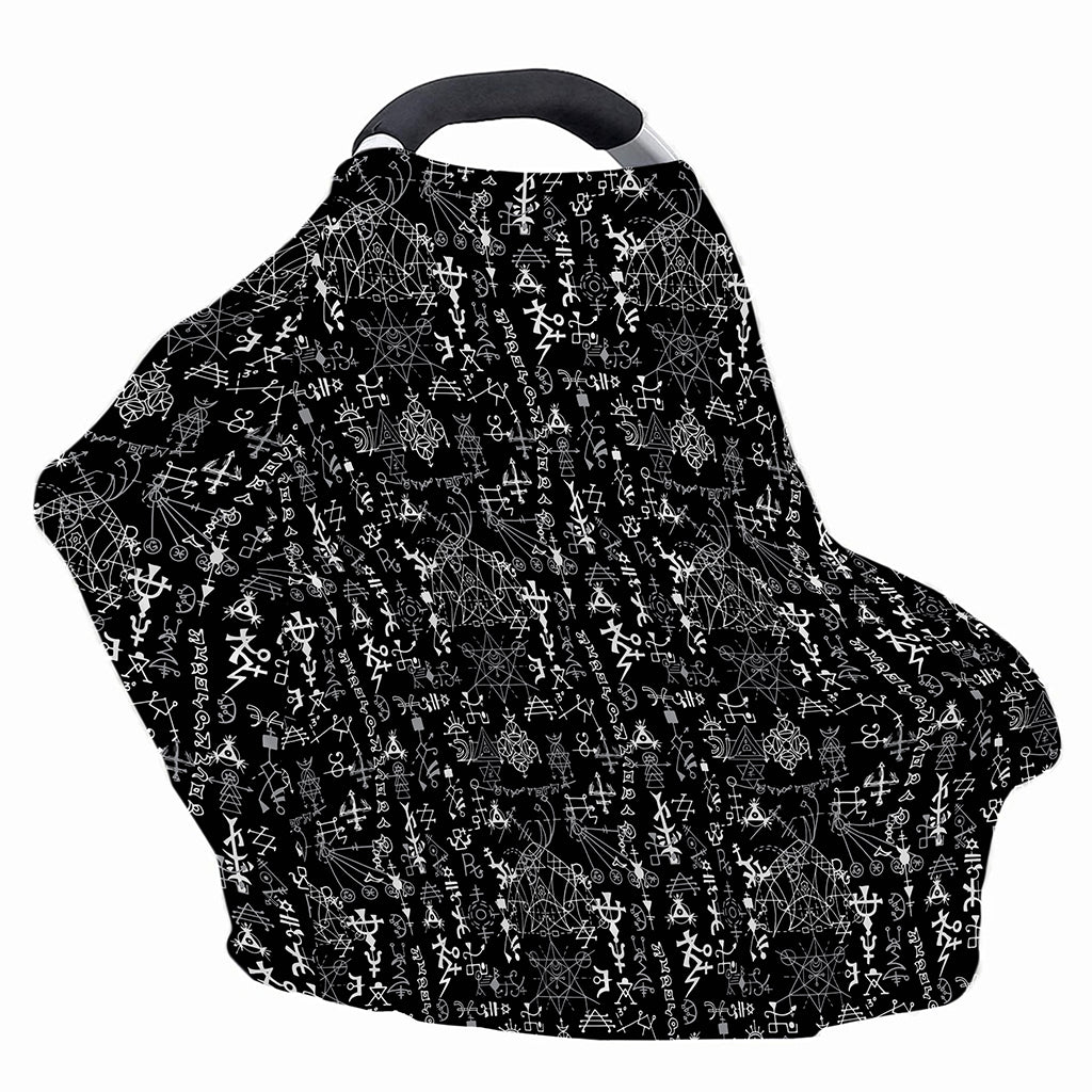 Black And White Mystic Wicca Print Baby Seat Cover