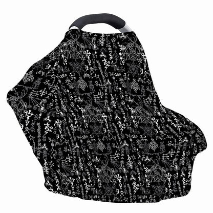 Black And White Mystic Wicca Print Baby Seat Cover