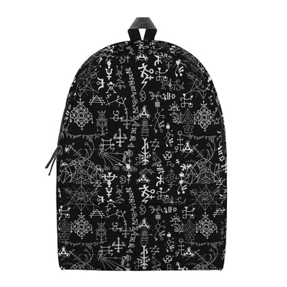 Black And White Mystic Wicca Print Backpack