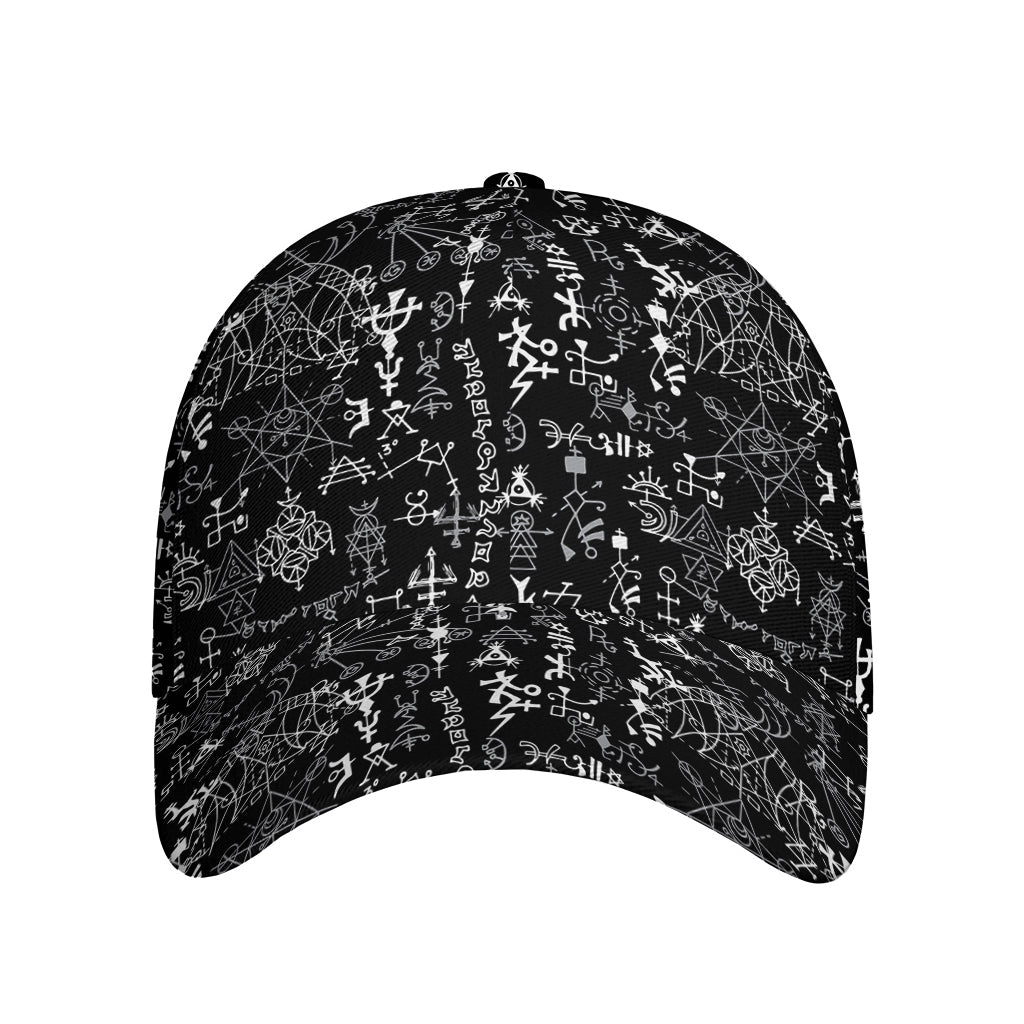 Black And White Mystic Wicca Print Baseball Cap