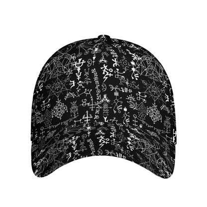 Black And White Mystic Wicca Print Baseball Cap