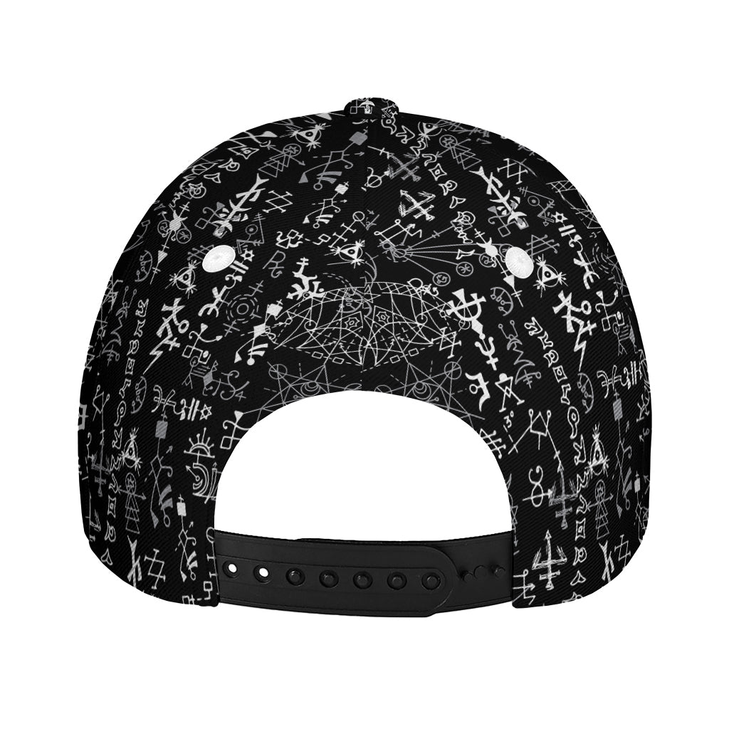 Black And White Mystic Wicca Print Baseball Cap